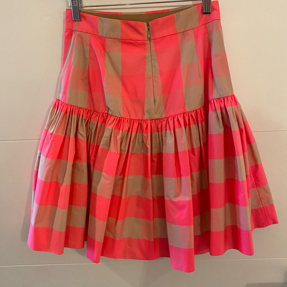 J Crew neon pink buffalo check ruffle skirt size 0 - Picture 5 of 8